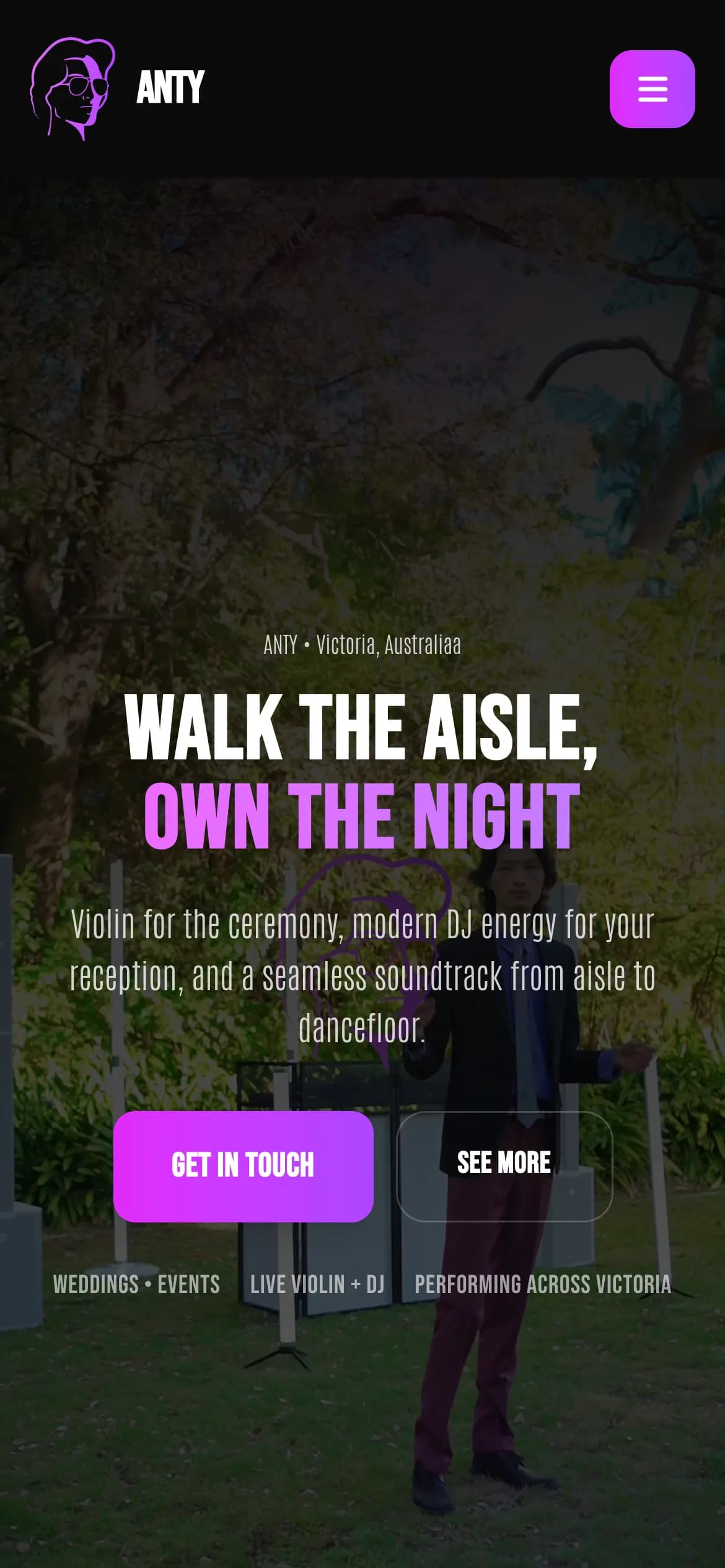 Anty Entertainment home page on a phone