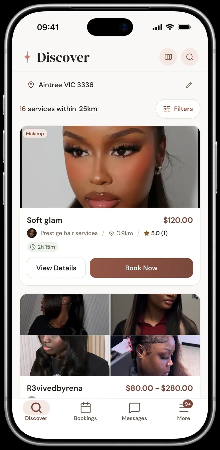 Glowa iPhone app: discover nearby beauty services