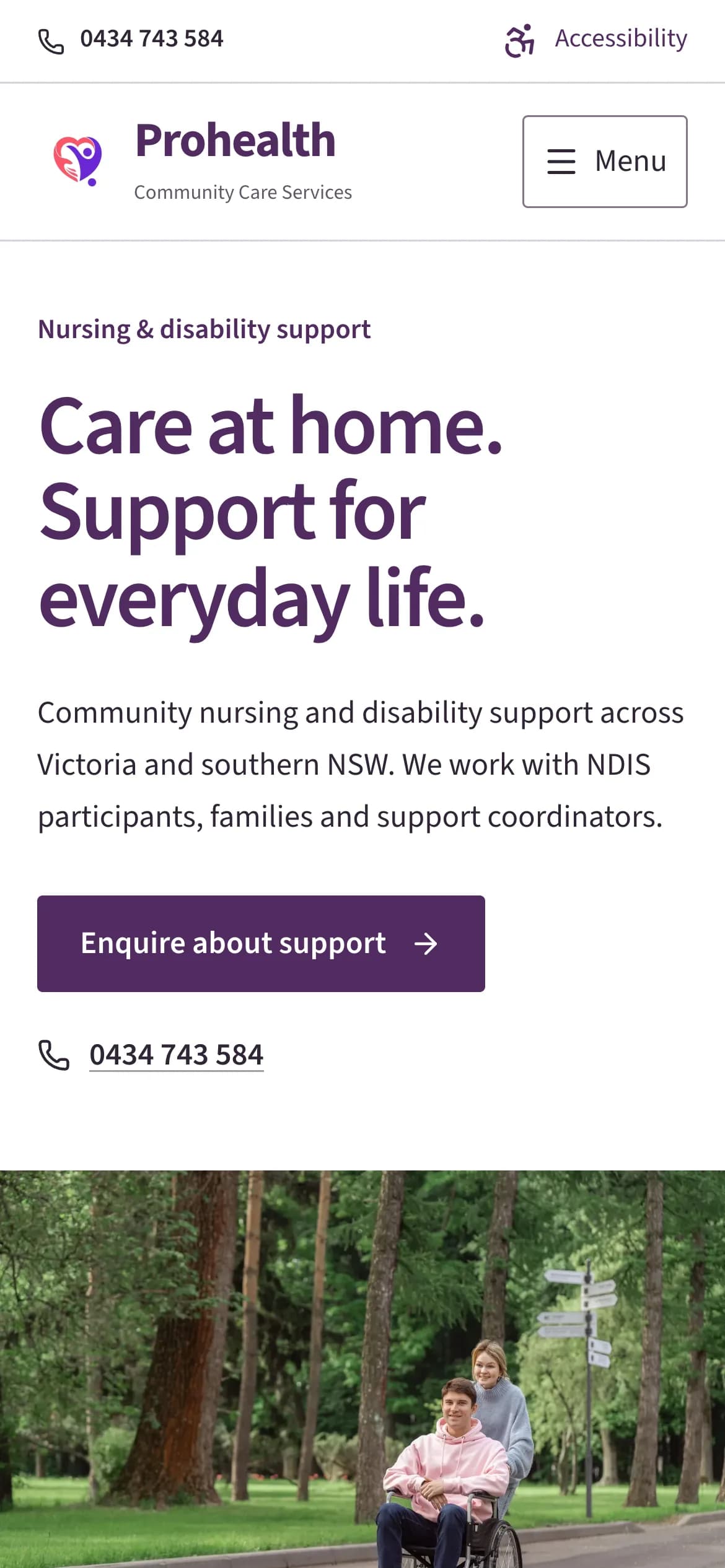 Prohealth home page on a phone